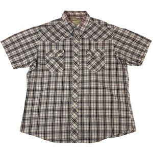 Wrangler Men's Button Down Pearl Snap Shirt XL Red Black White Cotton Polyester